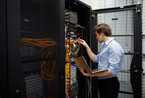 Staff of cryptocurrency hardware service checking system of crypto transaction